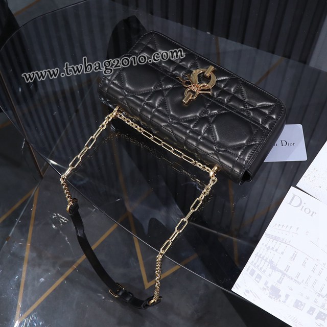 Dior专柜新款迪奥高仿原单黑色Miss Daisy羊皮链条肩背包 djfk1452